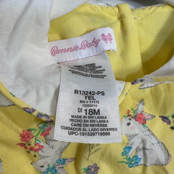 Baby Toddler Girl Yellow Kids Smocked Dress with Bunny Print Size 18 month - Picture 3 of 5